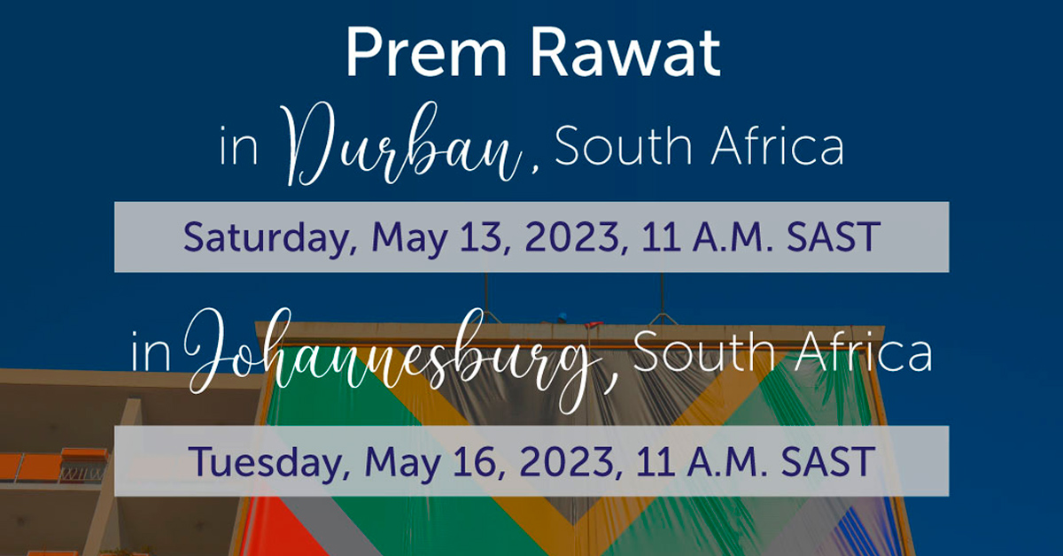 Prem Rawat’s South African Tour Continues in Durban and Johannesburg